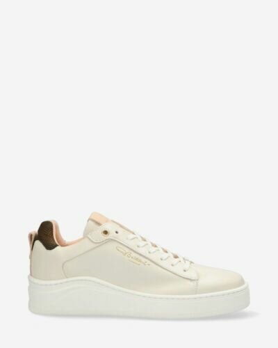 Sneaker suede & smooth leather croco print white