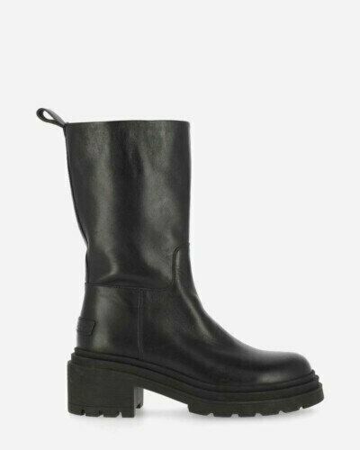 Shabbies Amsterdam black boot leather with zipper
